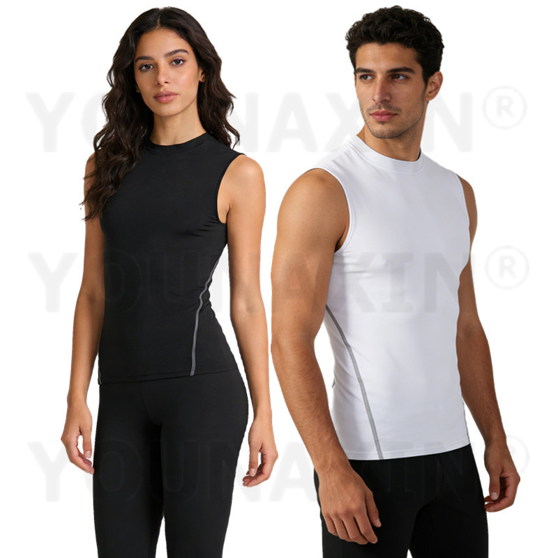 Base Layer Top - YOUNAXIN قميص رياضي ضيق بدون أكمام