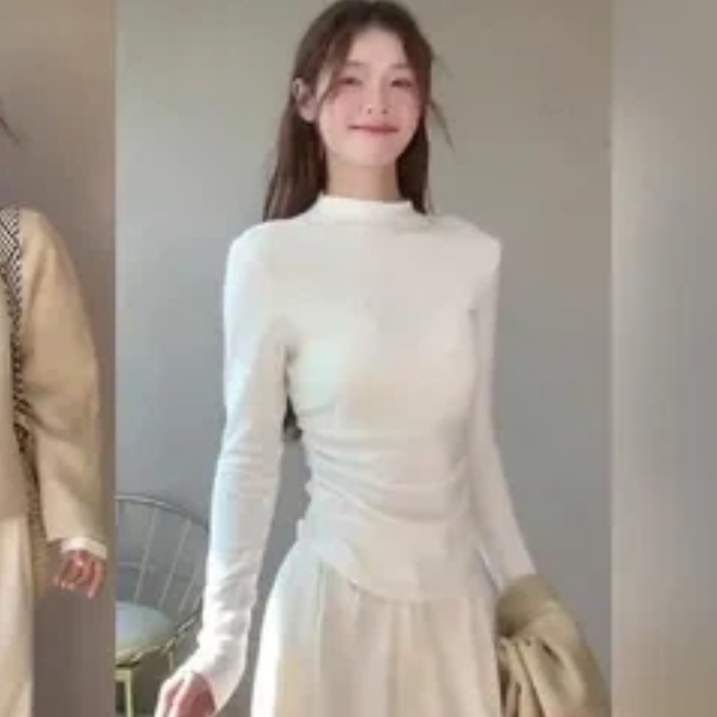 Base Layer Top - بلوزة نسائية حرارية برقبة وهمية مبطنة