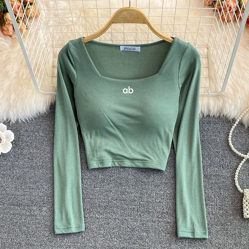 Base Layer Top - تي شيرت نسائي كوري عصري برقبة