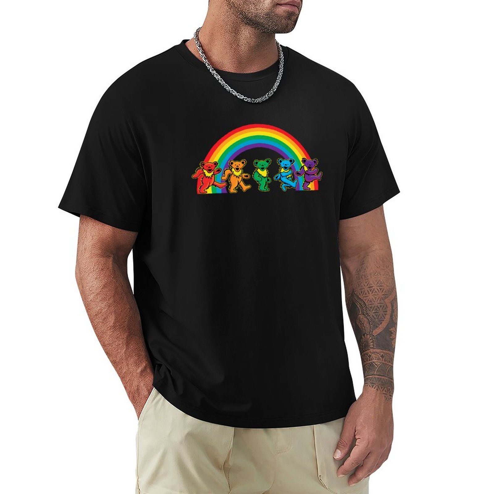 تي شيرت مريح بطبعة دببة تمشي ت - مراجعة Undershirt Crew Neck وسعره